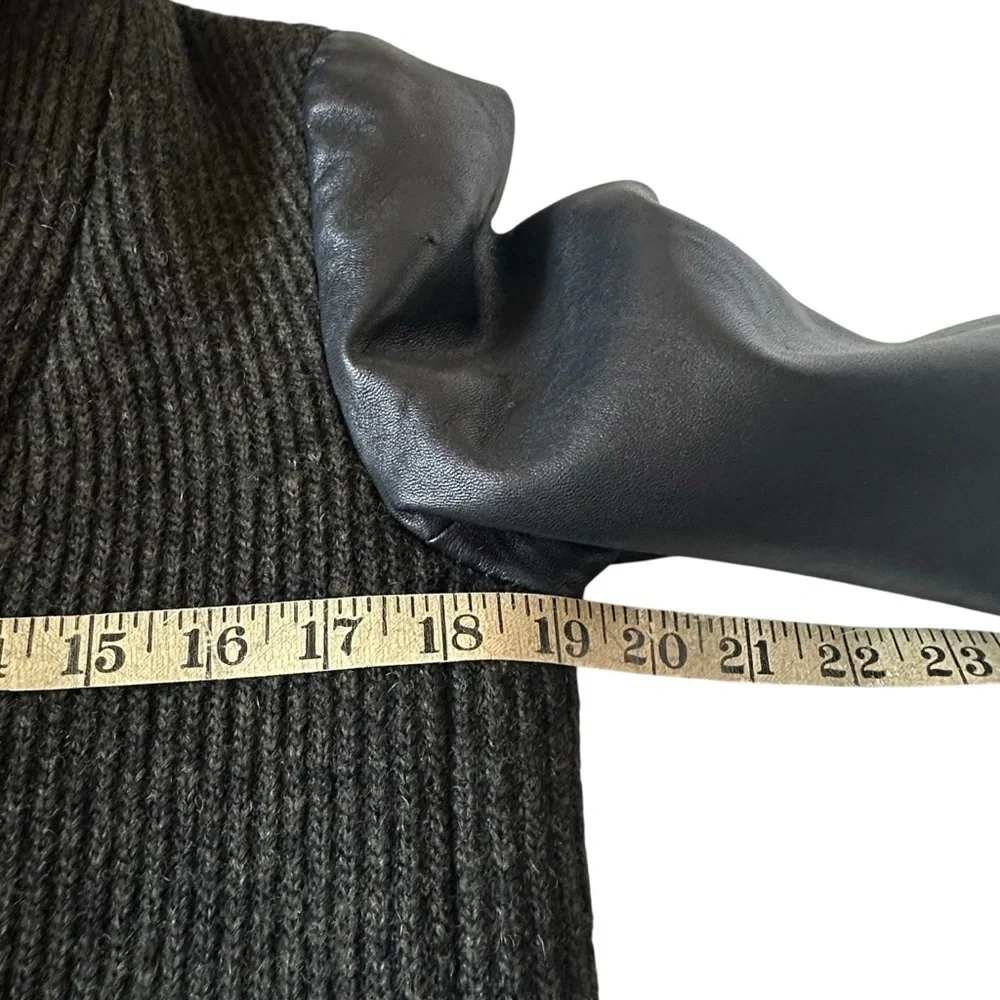 SOIA & KYO MIXED MATERIAL LEATHER AND WOOL HOODED JACKET SIZE SMALL